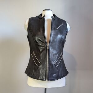 Genuine Leather Vest NWOT Hardware Bikercore Motorcycle New Medium Goth